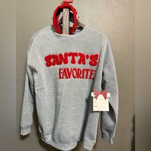 Women's Gray 'Santa's Favorite' Crewneck Sweatshirt - Red Chenille Lettering